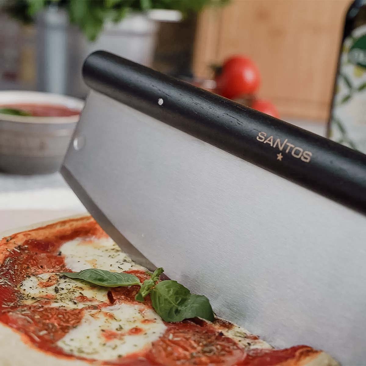 SANTOS Pizza Wiegemesser, Edelstahl, 35 cm