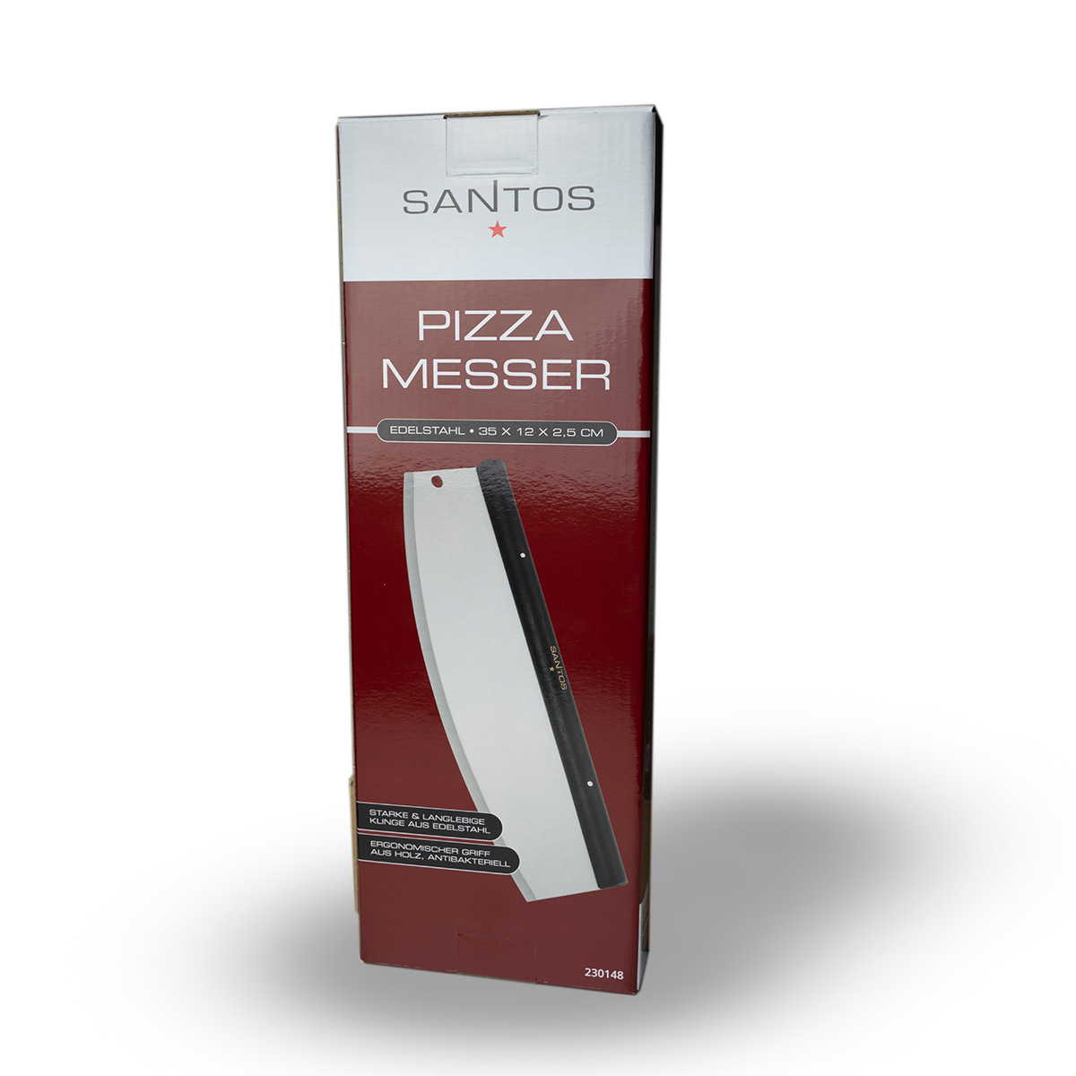 SANTOS Pizza Wiegemesser, Edelstahl, 35 cm