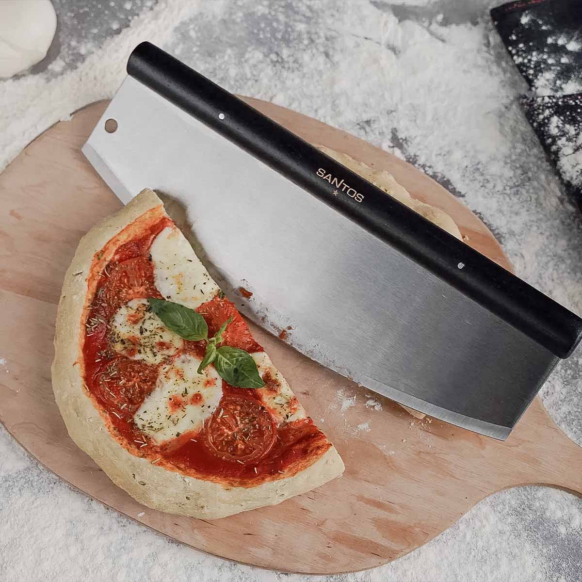 SANTOS Pizza Wiegemesser, Edelstahl, 35 cm